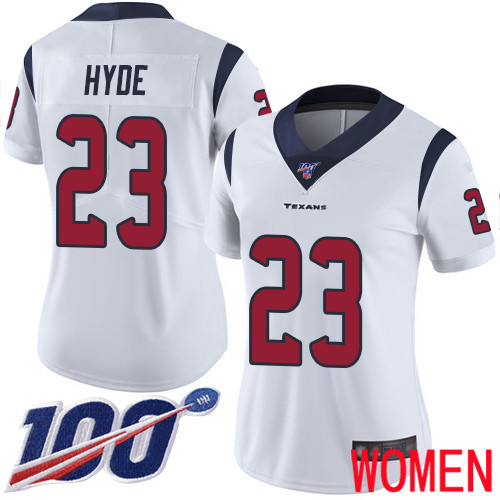 Houston Texans Limited White Women Carlos Hyde Road Jersey NFL Football #23 100th Season Vapor Untouchable->women nfl jersey->Women Jersey